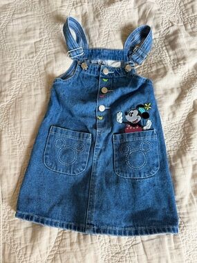 Vintage Disney Mickey & Co Minnie Mouse Embroidered Denim Jumper Dress